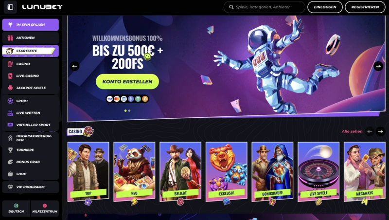 LunuBet Homepage